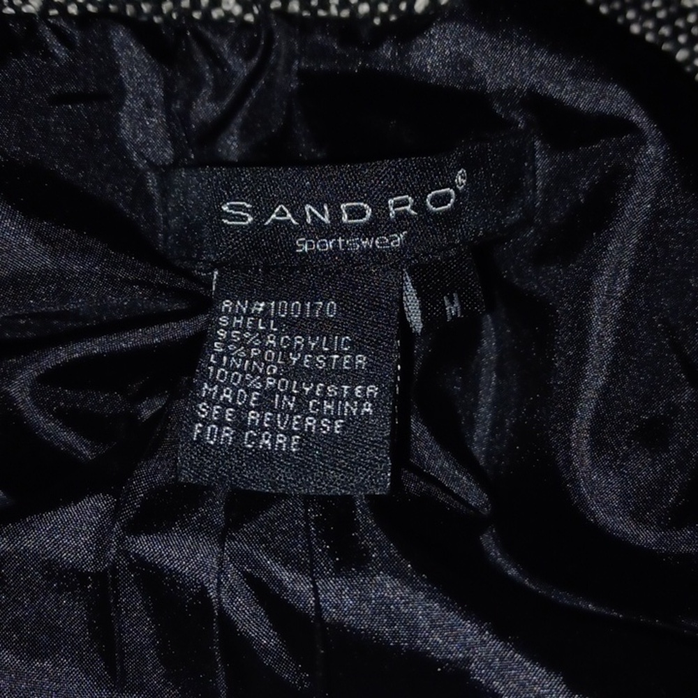 Sandro Sportswear Tweed Peplum Zip Mock Collar, Sz M - Picture 3 of 6